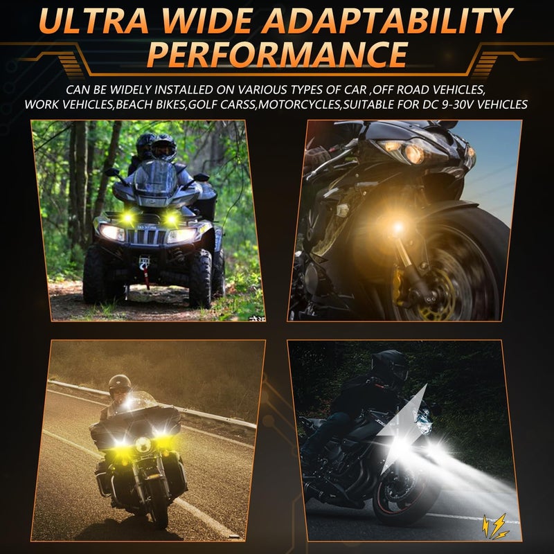 MONDEVIEW LED Motorcycle Auxiliary Light Kit, 5 Modes, Spot Driving Lights, Compatible with Tractor Truck ATV UTV SUV Boat, 2 PCS - Image 4